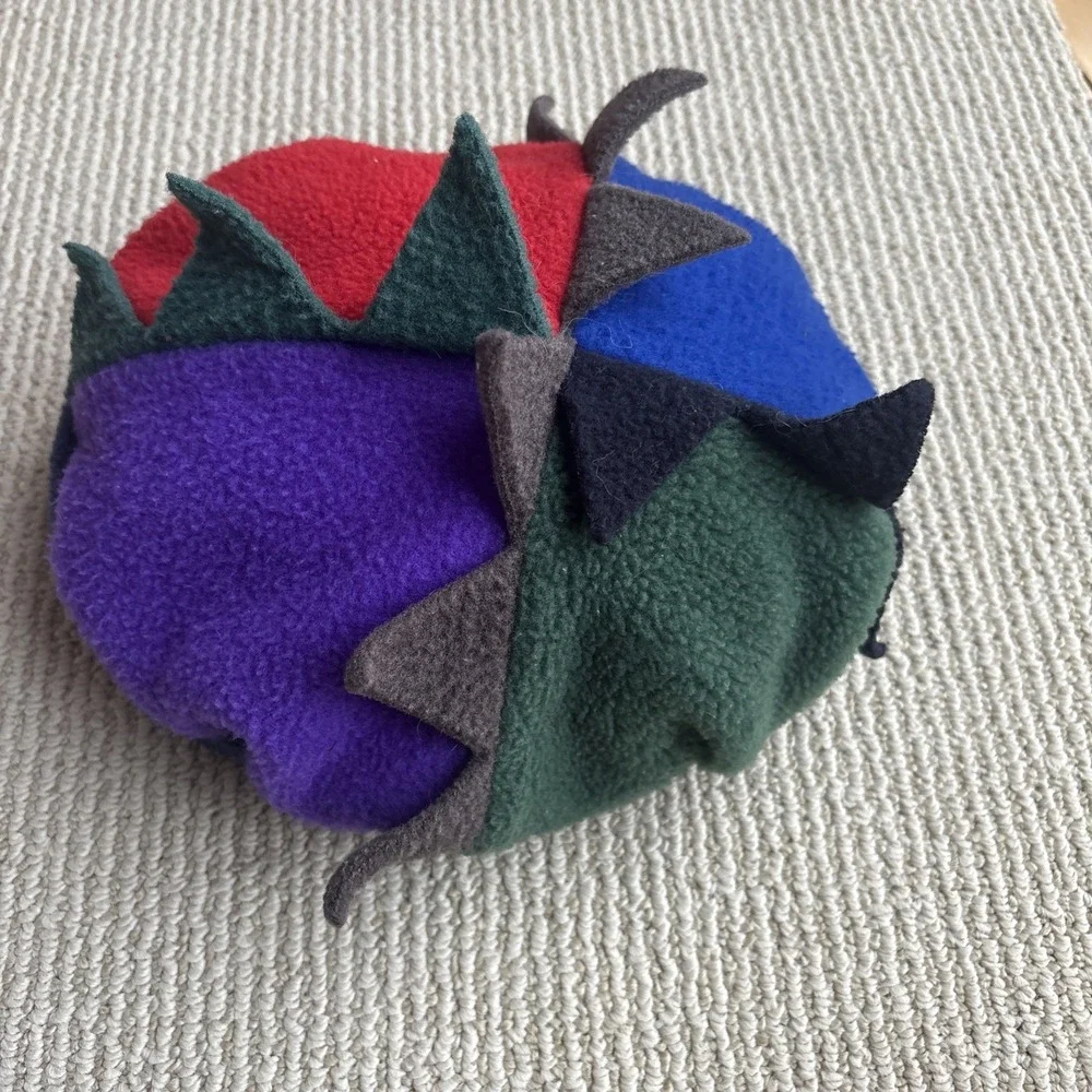 Vtg Garbage Collection Fleece Hat youth dinosaur USA 90s Polyester